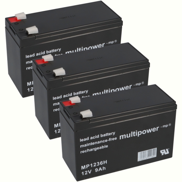 Ersatzakku für Best Power Fortress III 1050VA Markenakku 3x 12V 9Ah USV Lieferumfang